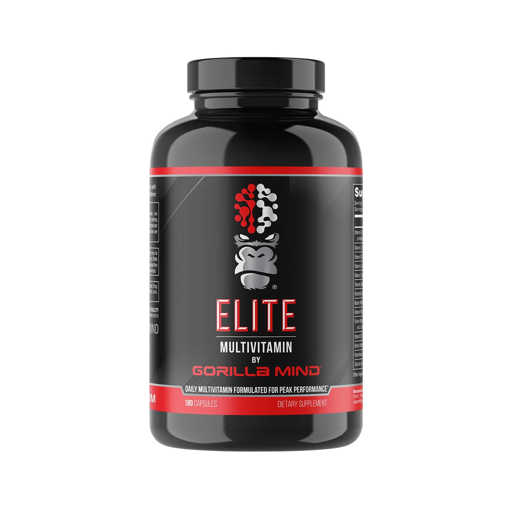 Gorilla Mind envase frontal mostrando 180 cápsulas y beneficios diarios