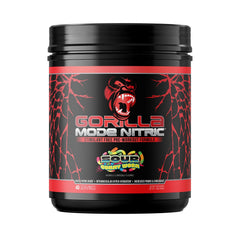 Gorilla Mind Nitric frente del envase mostrando la etiqueta y beneficio de bombas musculares