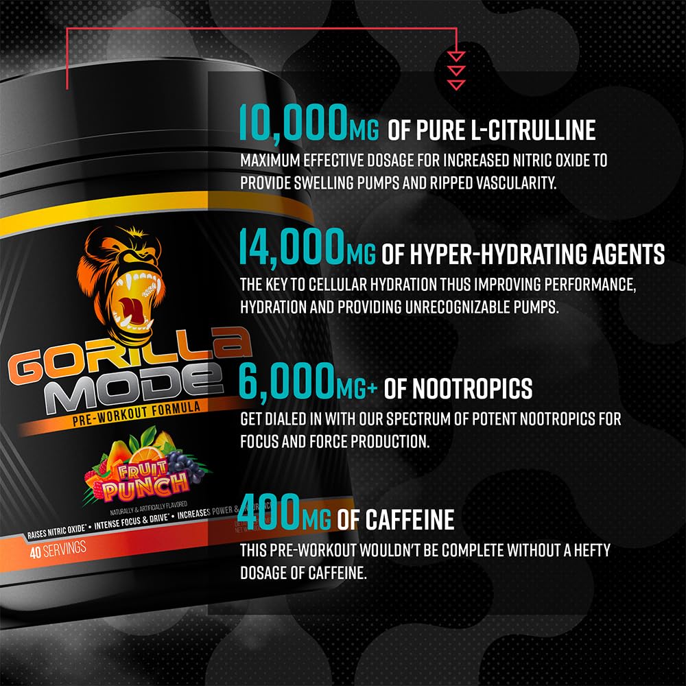 Gorilla Mind bebida preparada en vaso para energía pre-entreno rápida