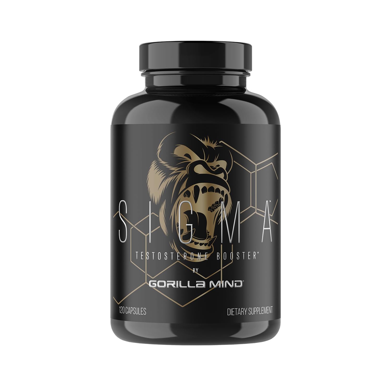 Gorilla Mind botella frontal mostrando etiqueta y beneficio de transparencia
