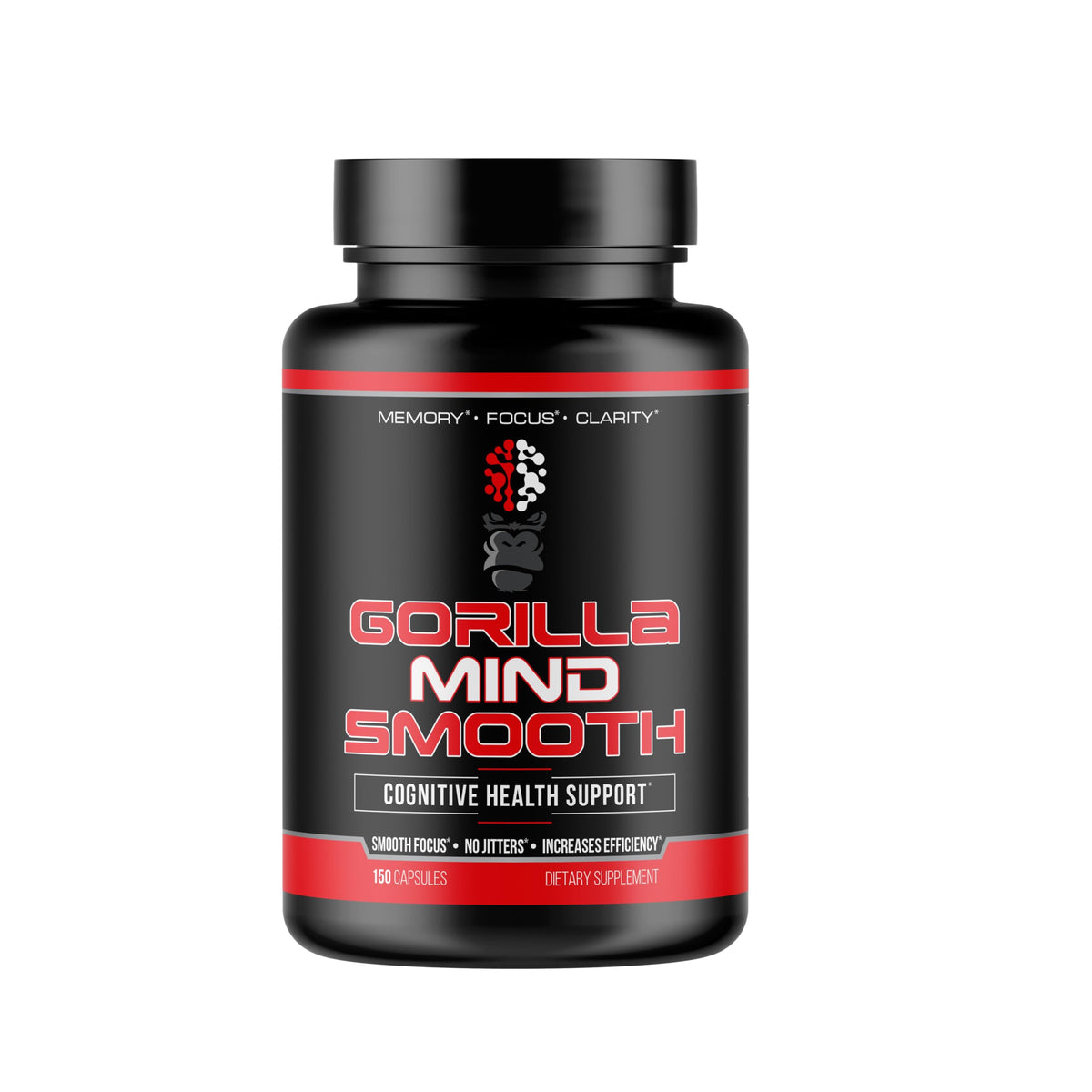 Gorilla Mind Smooth frontal del envase mostrando etiqueta clara y beneficio enfoque