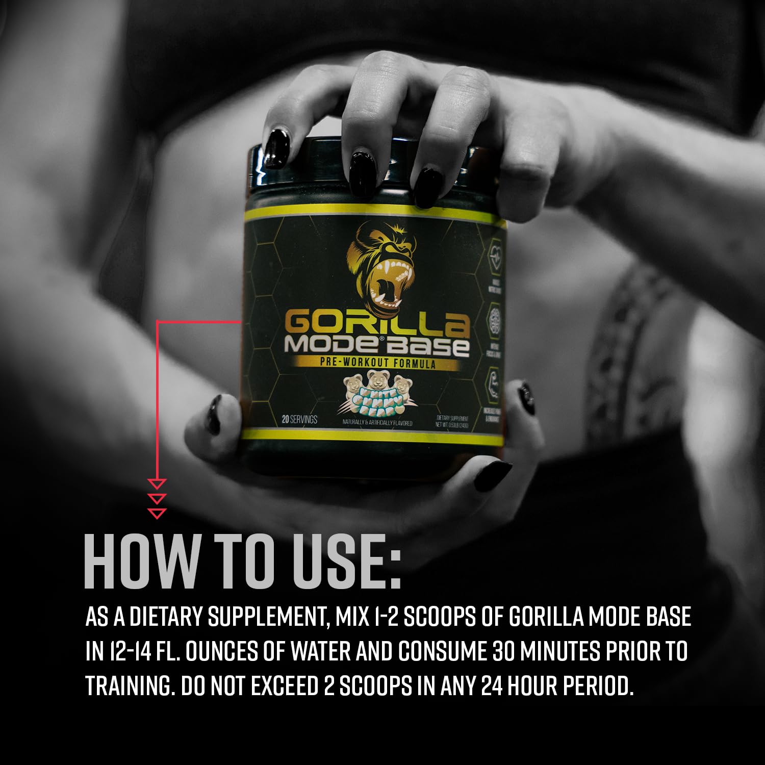 Gorilla Mind preparación en vaso en gimnasio mejora enfoque y potencia en entrenos