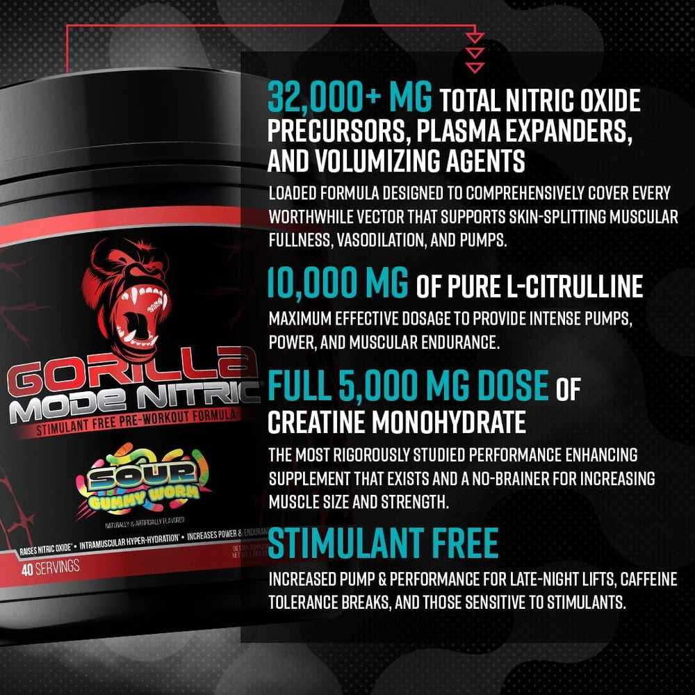 Gorilla Mode Nitric comparación de tamaño del bote para evaluar cantidad de 768 g