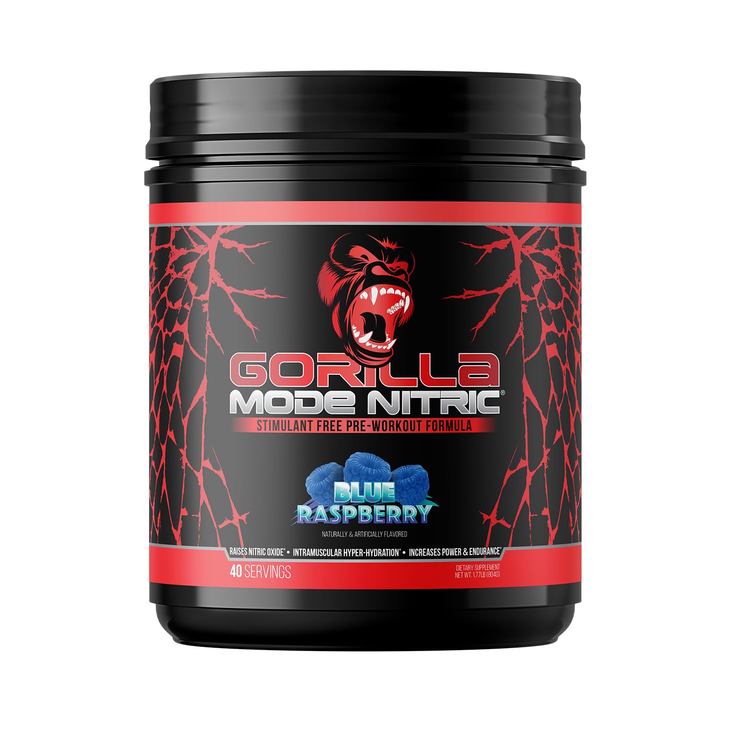 Gorilla Mode Nitric frente del envase mostrando el diseño y beneficio visual de pumps