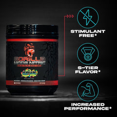 Gorilla Mind Gorilla Mode Nitric bebida mezclada en vaso demostrando solubilidad rápida