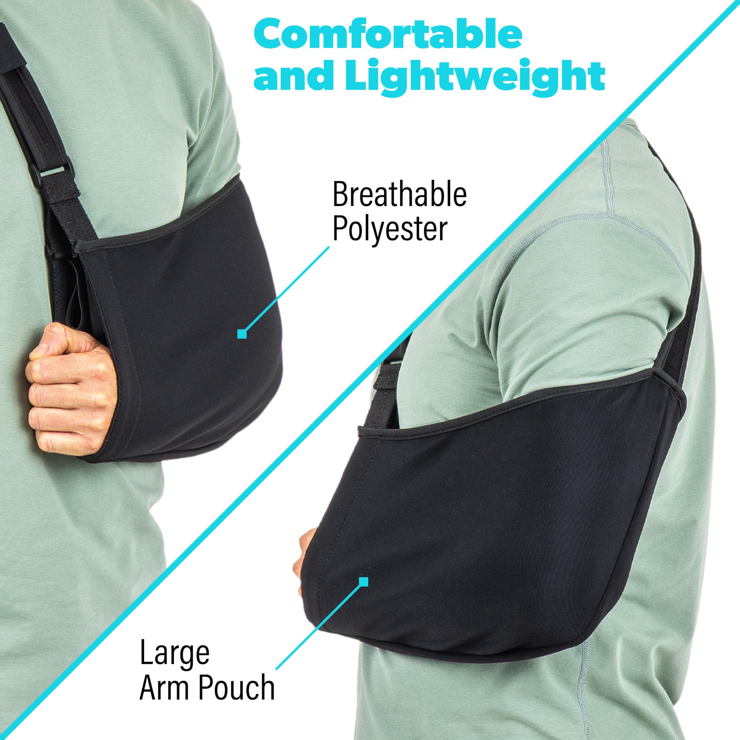 GoSports persona usando cabestrillo en brazo izquierdo para apoyo