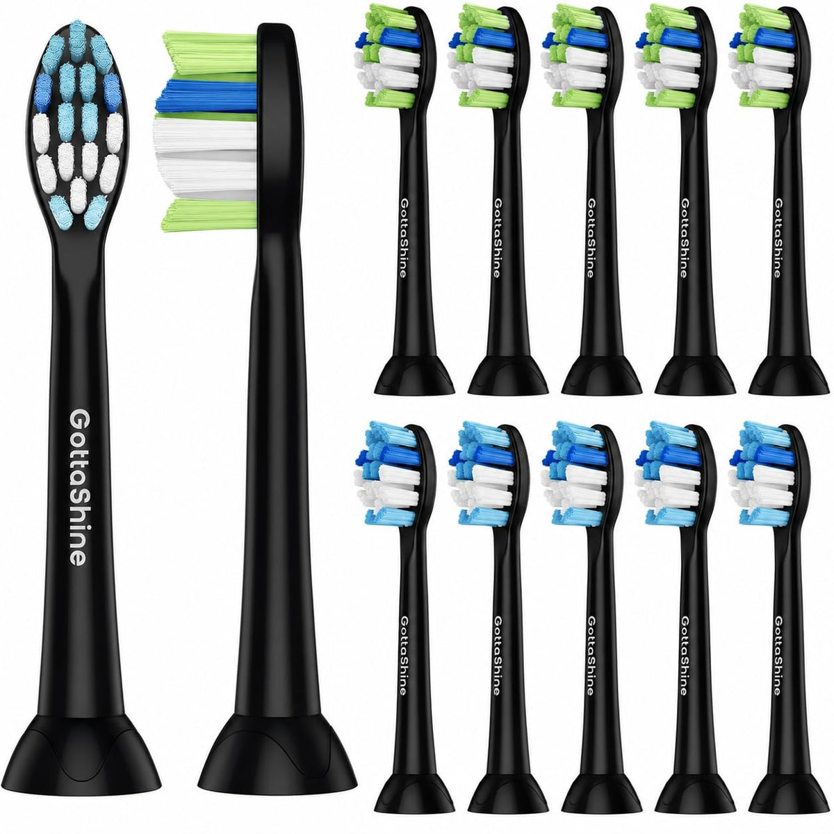 GottaShine cabezal frontal en funda mostrando acabado negro y compatibilidad