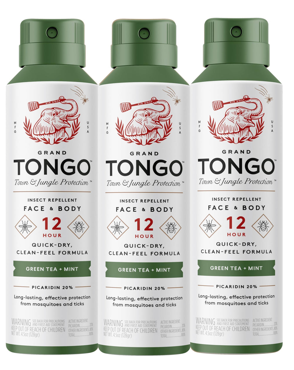 Grand Tongo frontal del envase mostrando diseño y beneficio de protección