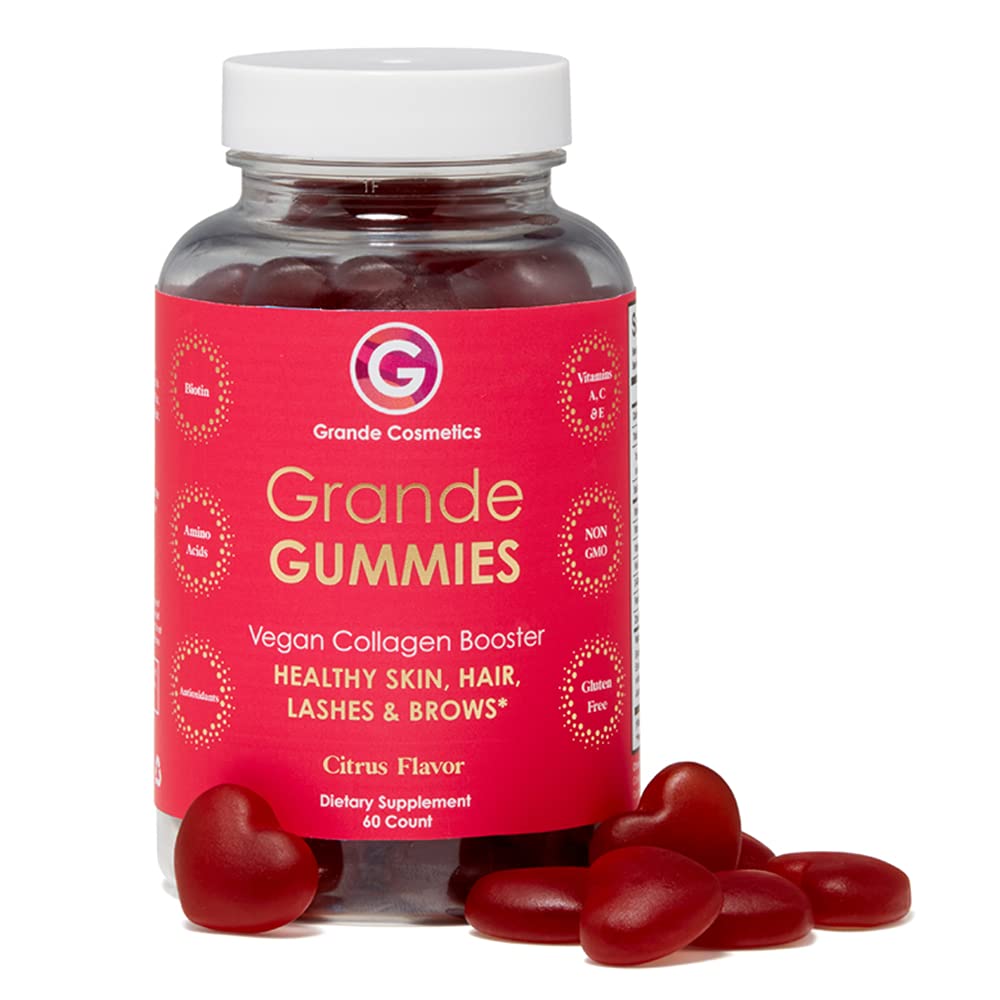 Grande Cosmetics frasco de gomitas veganas mostrando diseño y cantidad