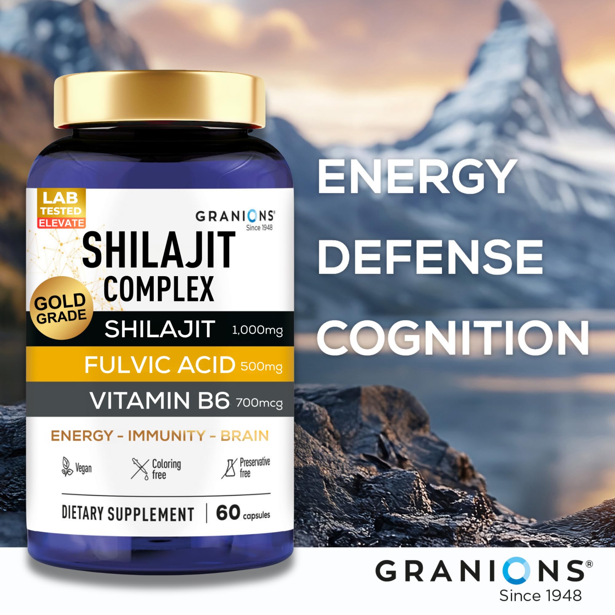 Granions Rendimiento en entrenamiento Shilajit cápsulas para energía durante ejercicios