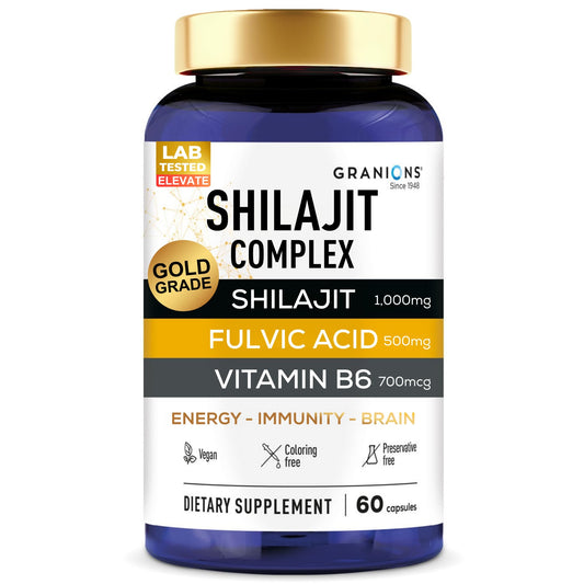 Granions Shilajit puro 1000mg cápsulas para energía sostenible durante el día