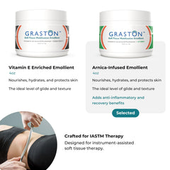 Graston envase 4 oz en mano para mostrar escala y portabilidad