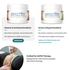 Graston envase de 4oz junto a una mano para comparar escala y control de dosis