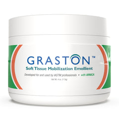 Graston envase frontal 4 oz mostrando diseño y uso profesional