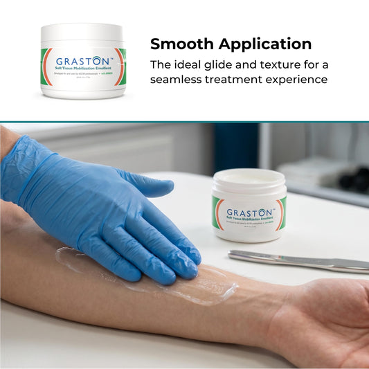 Graston textura crema en primer plano con deslizamiento controlado