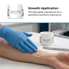Graston textura crema en primer plano con deslizamiento controlado
