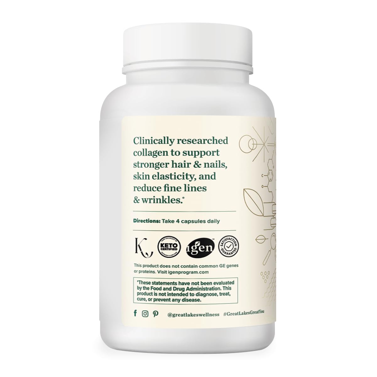 Great Lakes etiqueta close-up con ingredientes y certificaciones claras
