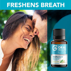 Great Oral Health etiqueta informativa OraRestore mostrando ingredientes clave
