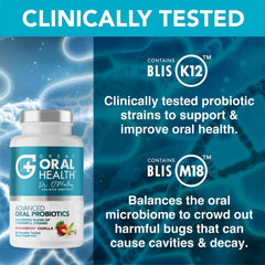 Great Oral Health etiqueta con BLIS K12 y BLIS M18 destacando ingredientes