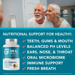 Great Oral Health tableta en mano para comparar tamaño y dosificación