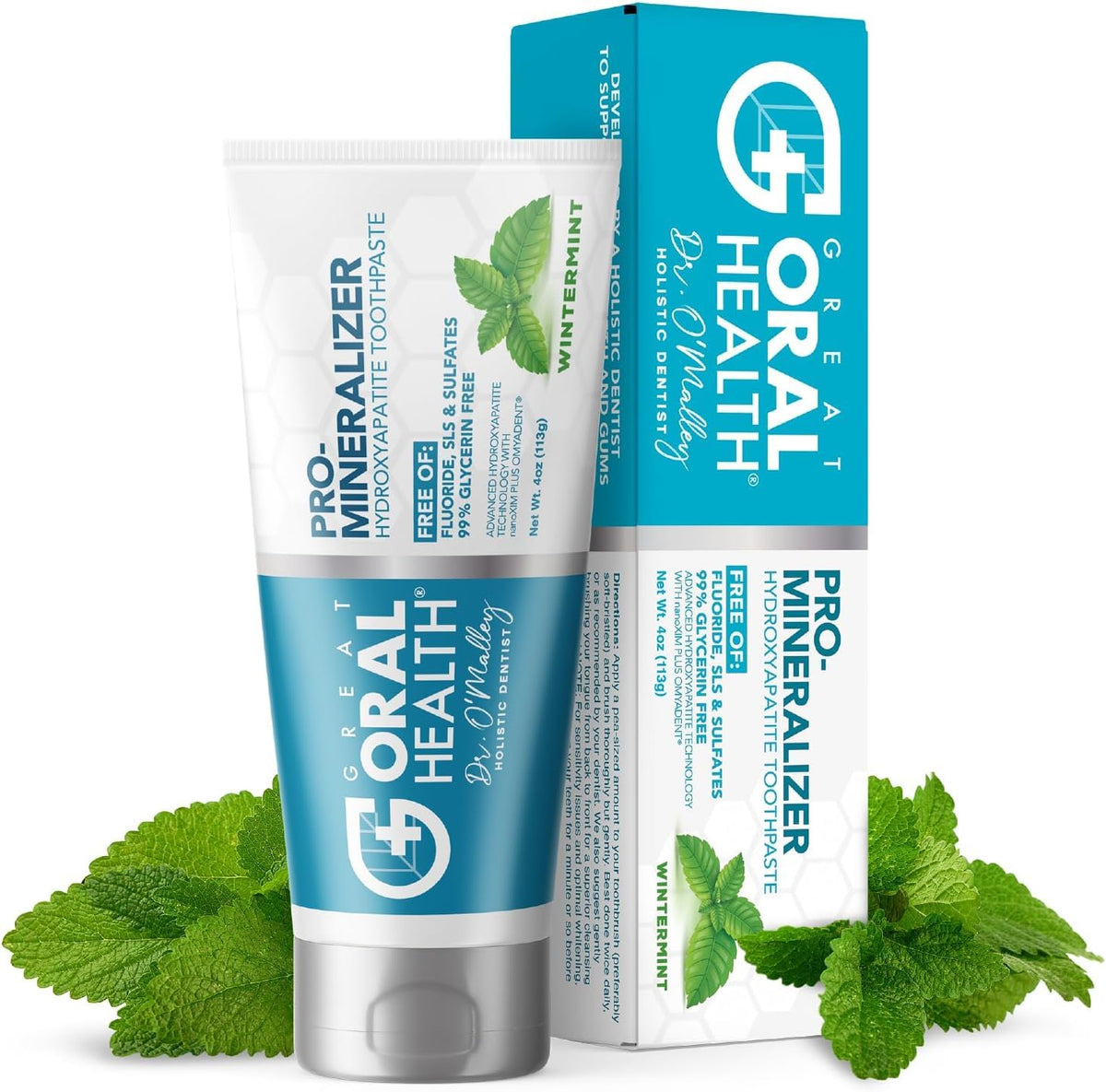 Great Oral Health tubo frontal wintermint mostrando envase y beneficio remineralizante