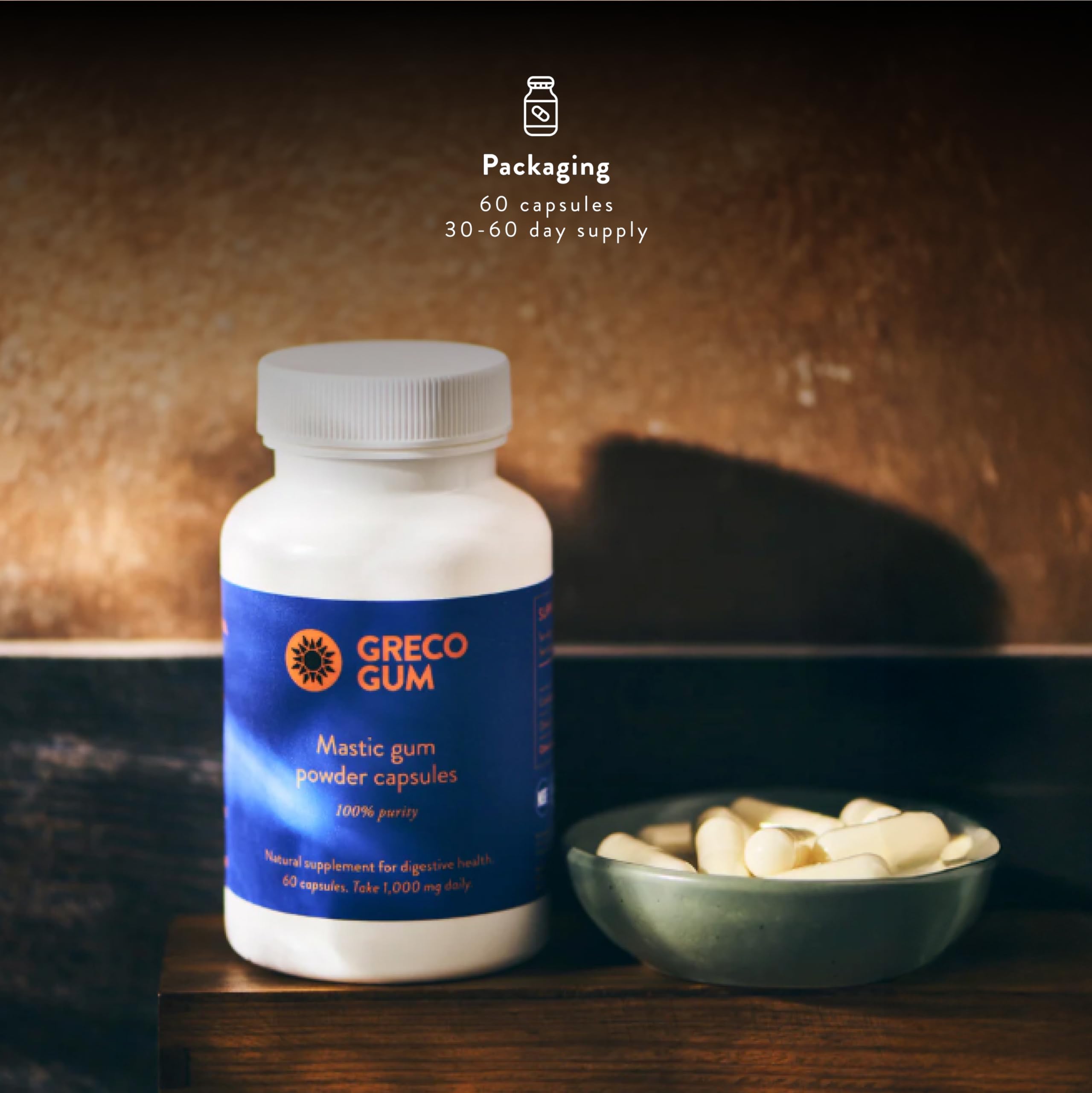 Greco Gum polvo de mastiha fino, procesado para mejor absorción