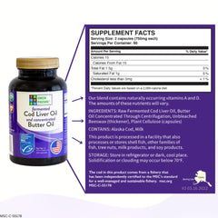 Green Pasture etiqueta nutricional clara con información de vitaminas y omegas