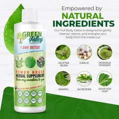 Green Valley Cleanser vertido en vaso, facilita dosificación y uso diario