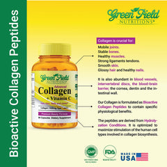 Greenfield Nutritions textura y cápsula cercana destacando formulación hidrolizada