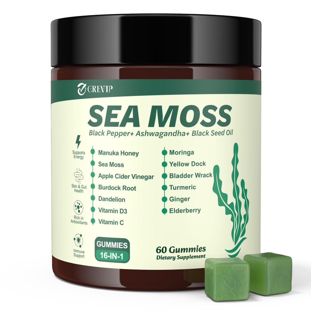 GREVIP frasco frontal mostrando gomitas veganas y beneficios