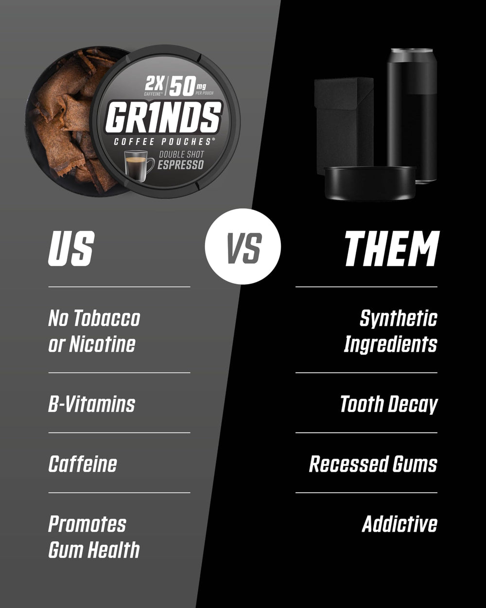 GRINDS lata junto a objetos cotidianos para comparar tamaño y escala