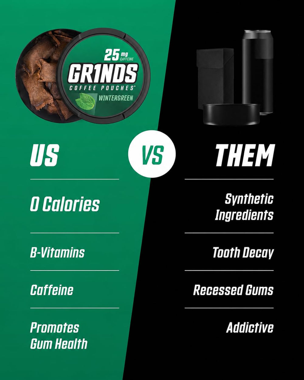 GRINDS comparación de tamaño con mano para visualizar porciones prácticas
