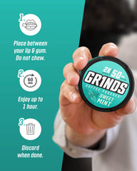 GRINDS comparación de tamaño con taza para referencia de porción