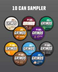 GRINDS primer plano de la textura de un pouch seco destacando limpieza