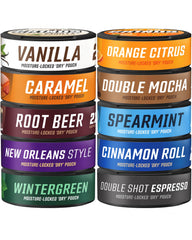 GRINDS vista frontal del pack de 10 latas mostrando variedad y conveniencia