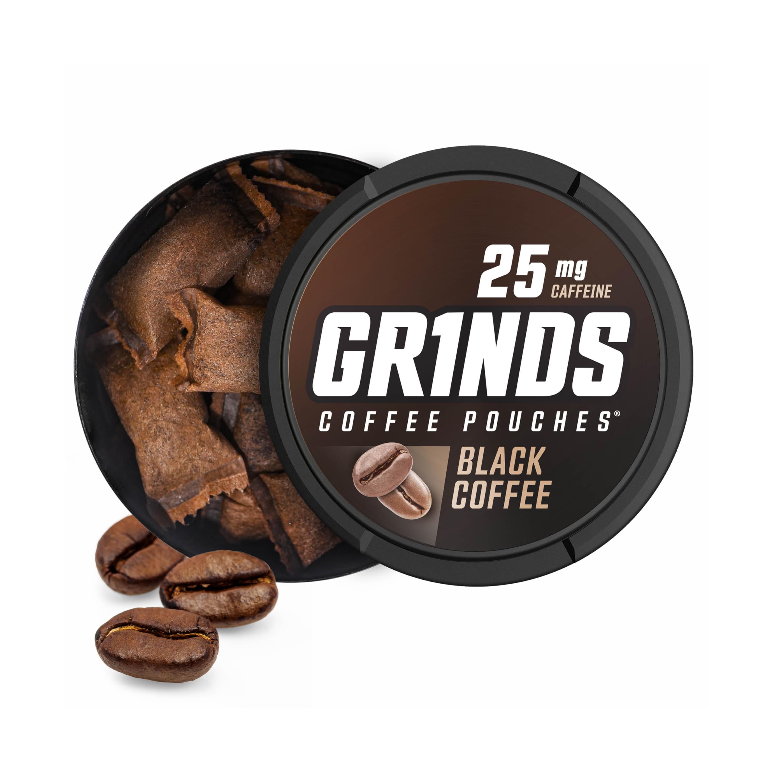 GRINDS lata frente mostrando diseño y portabilidad