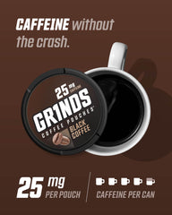GRINDS persona usando pouch entre mejilla y encía, energía discreta