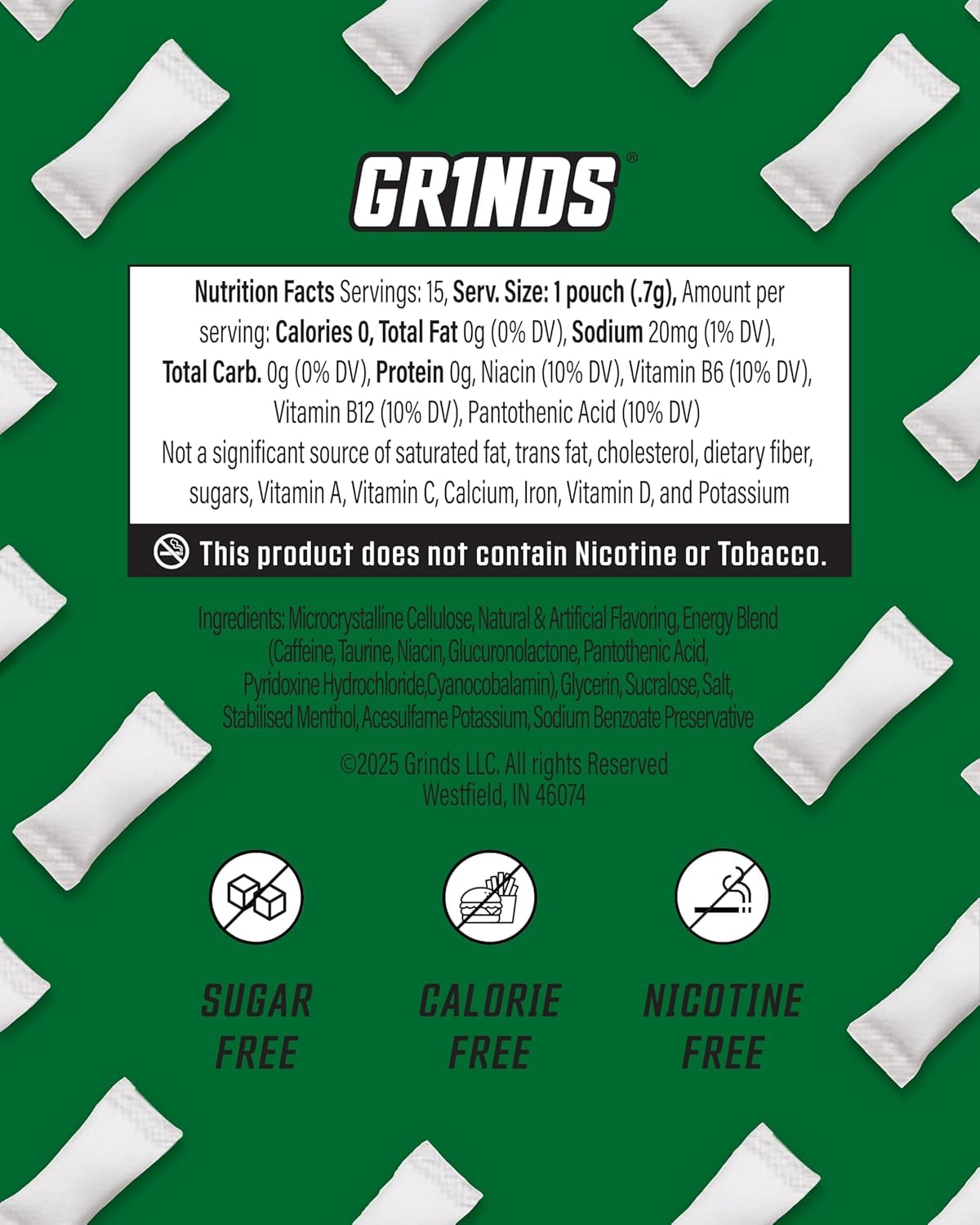 GRINDS bolsita en escritorio durante trabajo para enfoque discreto