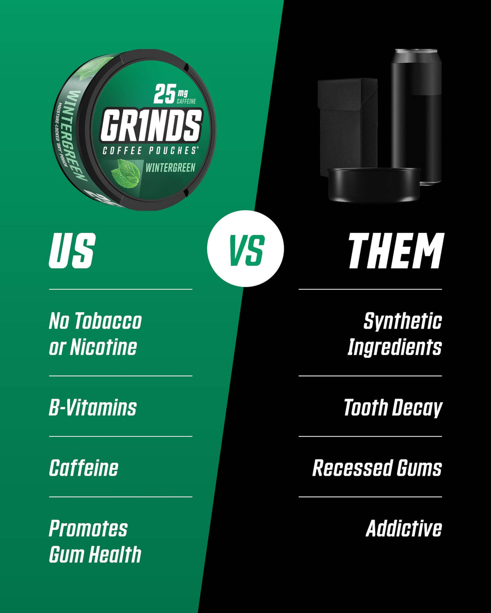 GRINDS persona usando una pouch entre mejilla y encía, energía discreta
