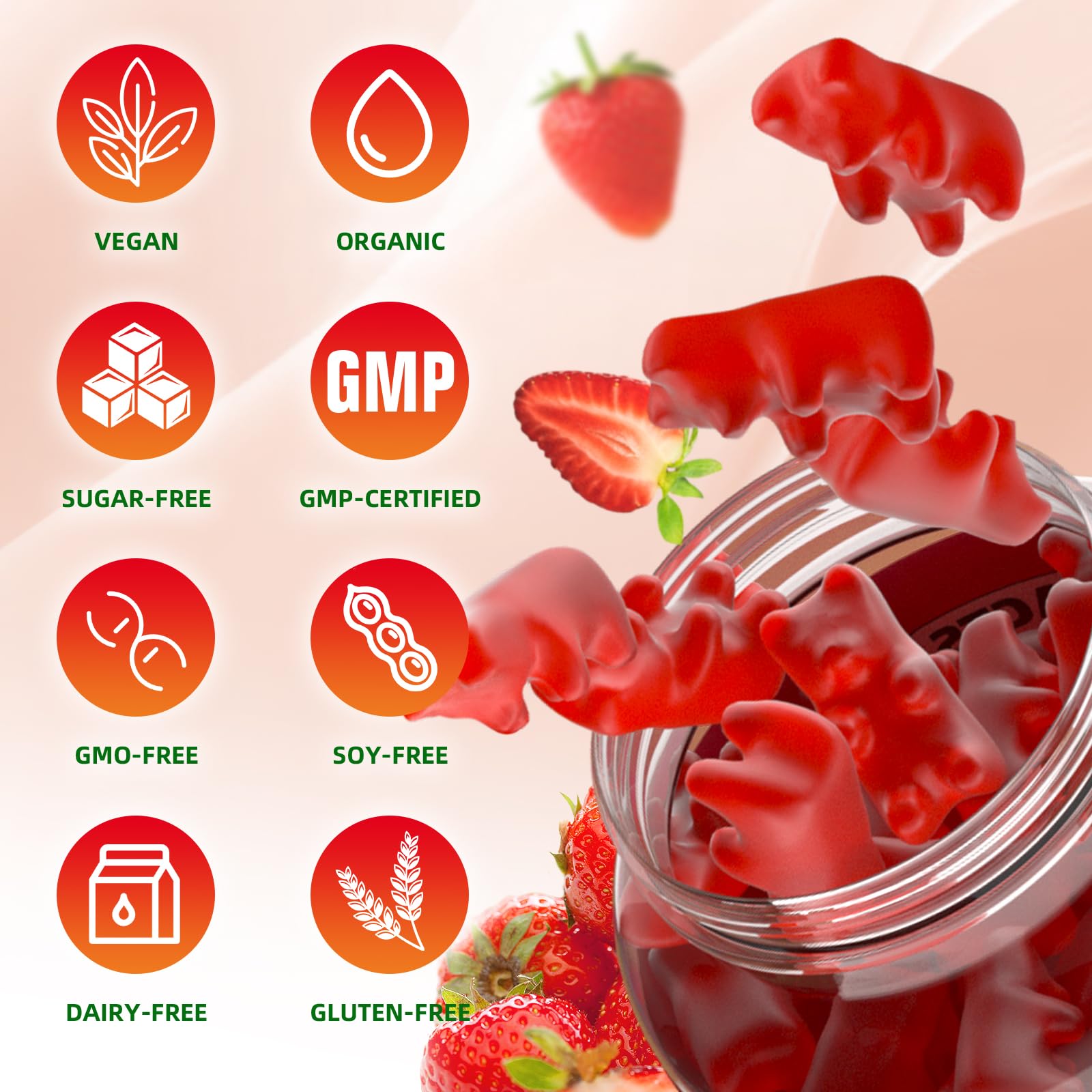 GrnLife frascos abiertos con 120 gominolas listos para consumir