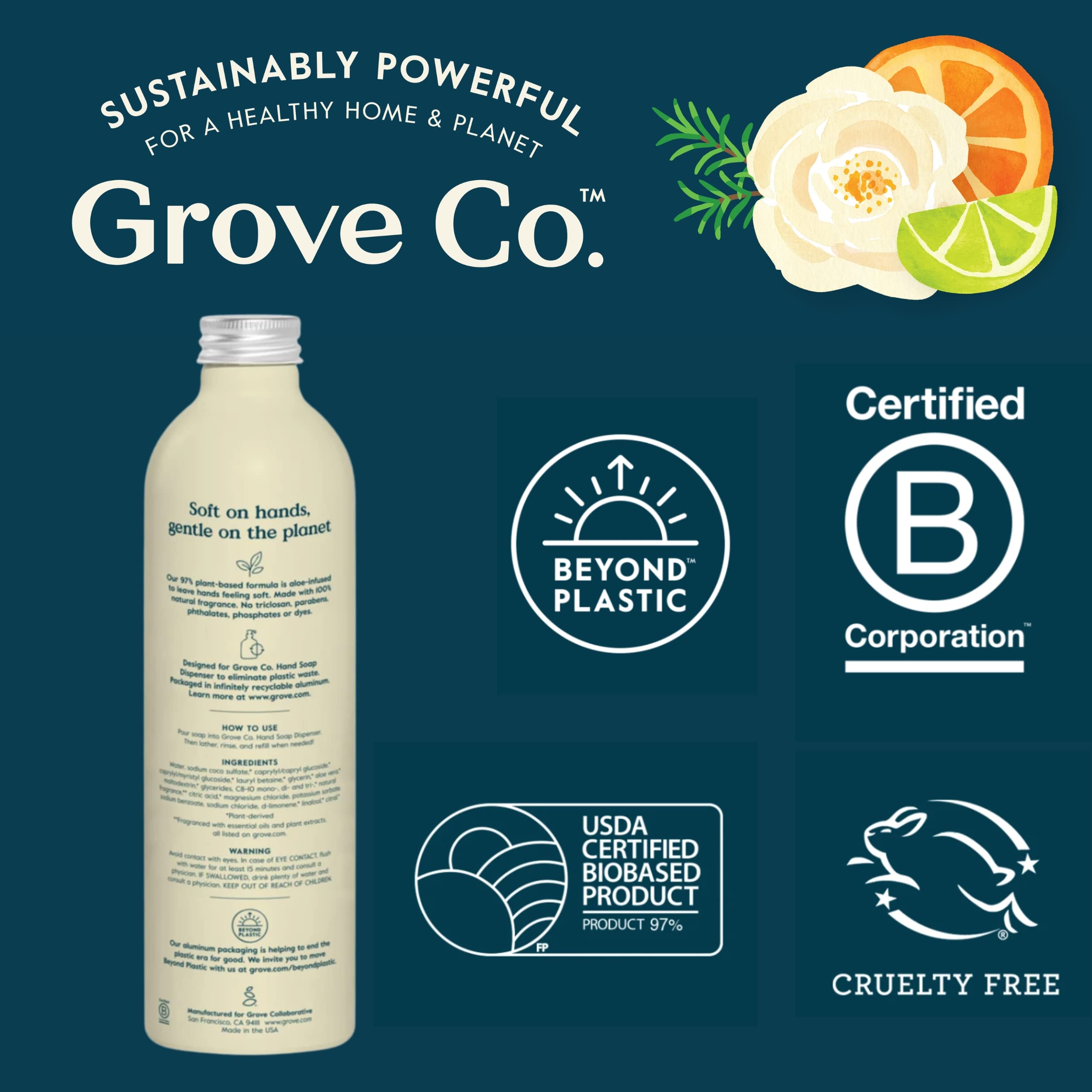 Grove Co. frasco abierto mostrando gel concentrado fácil de dispensar