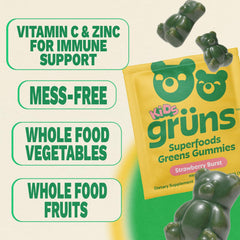 Etiqueta nutricional Grüns mostrando vitaminas y minerales clave