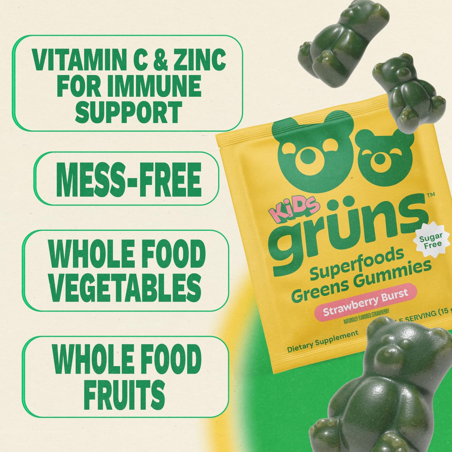 Ingredientes Grüns superfoods ordenados mostrando aporte nutritivo