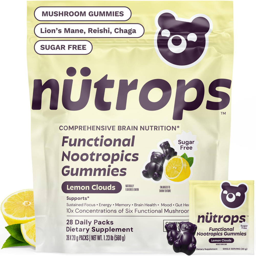 Grüns Nutrops empaque frontal mostrando diseño y sabor limón, utilidad diaria
