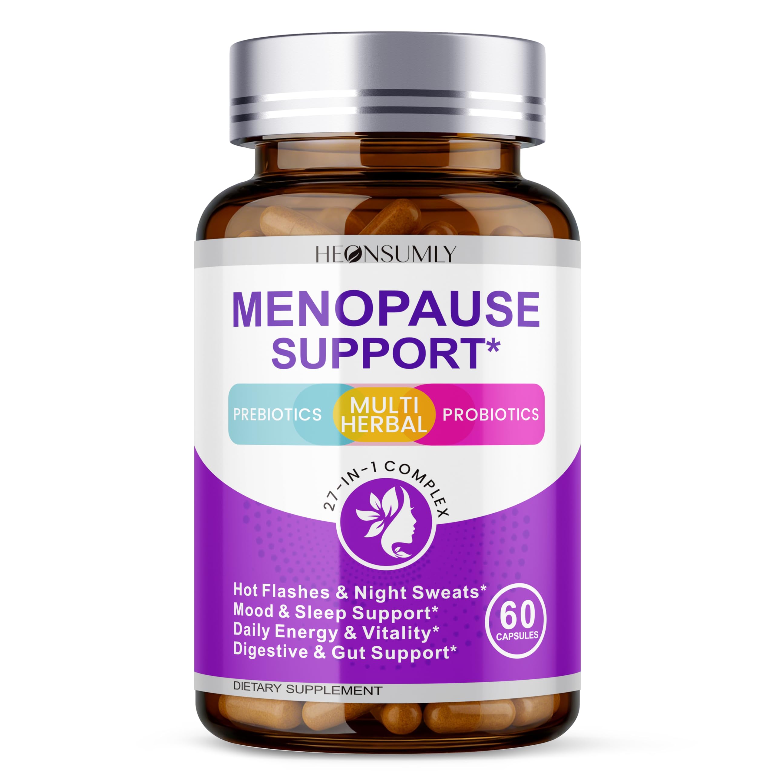 GTONGUOO frontal del envase mostrando fórmula 27 en 1 para menopausia beneficio práctico