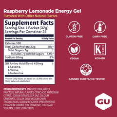 GU Energy etiqueta nutricional en detalle, beneficio información clara