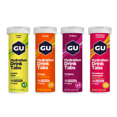 GU Energy envase frontal mostrando tabletas y beneficios portátiles