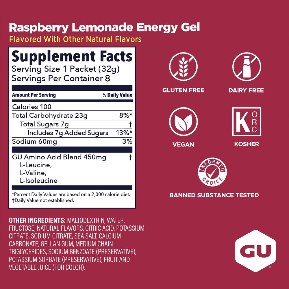GU Energy gel en mano listo para consumir durante ejercicio