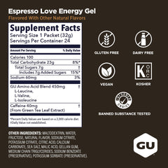 GU Energy gel Espresso Love paquete de 24 sobres conveniente para entrenamientos