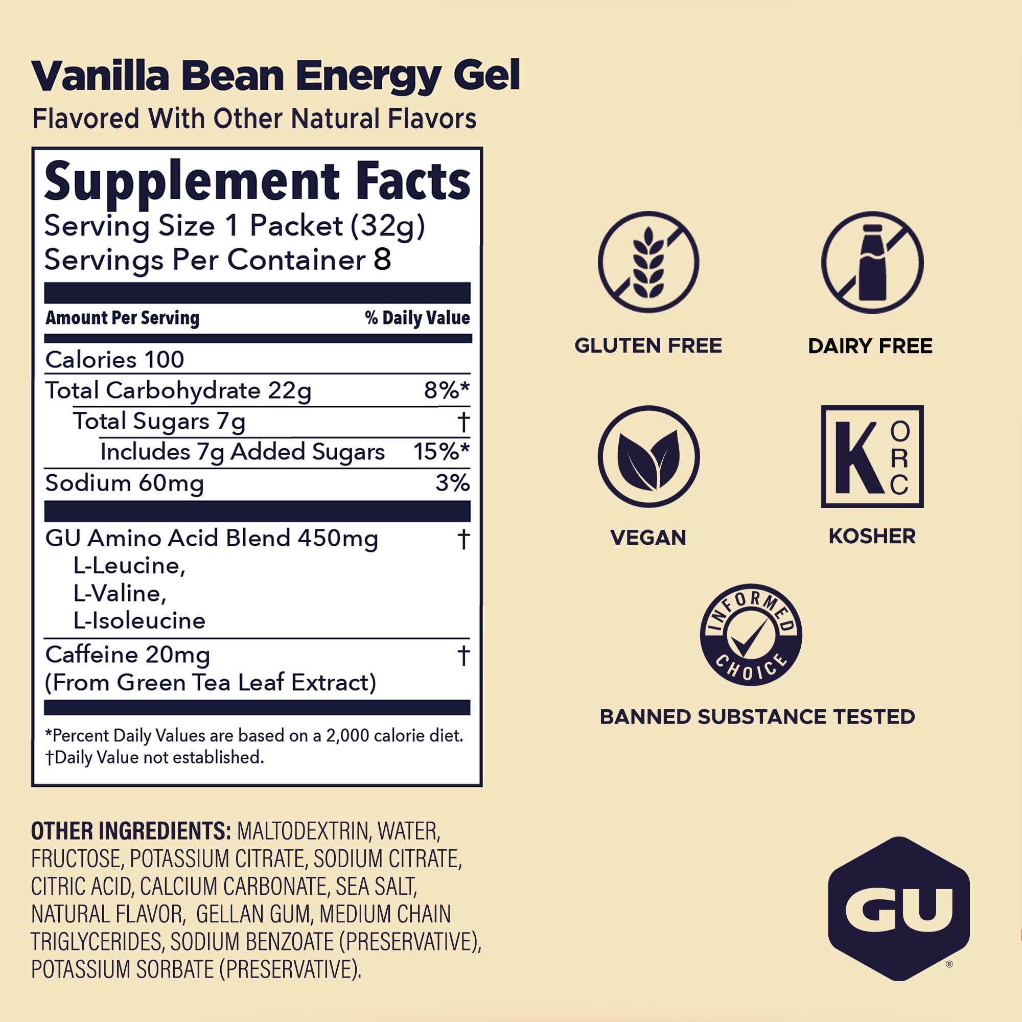 GU Energy gel sobre abierto contenido listo para usar durante ejercicio